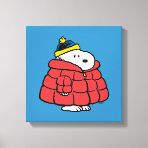 Snoopy Winter in Daunenmantel Leinwanddruck