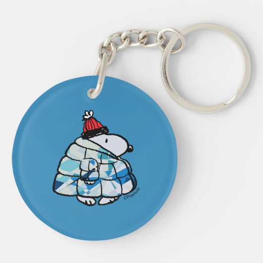 Snoopy Winter in Puffer Coat Keychain Schlüsselanhänger (Rückseite)