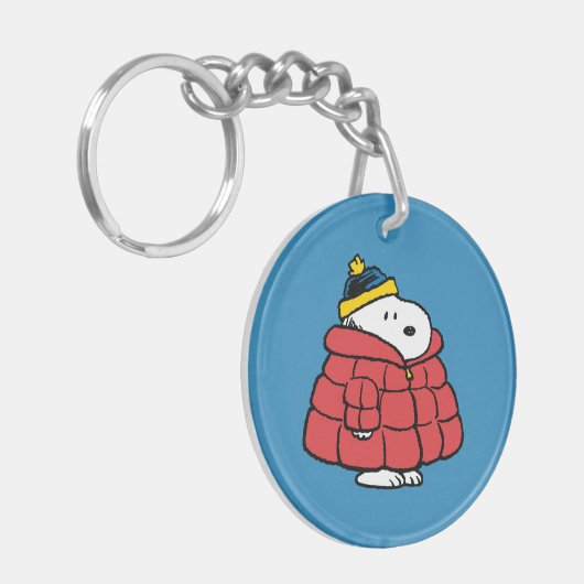 Snoopy Winter in Puffer Coat Keychain Schlüsselanhänger (Vorderseite links)