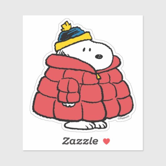 Snoopy Winter in Puffer Coat Sticker (Blatt)