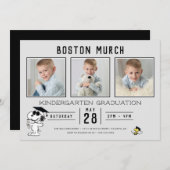 Snoopy & Woodstock Abschluss mit 3 Fotos Einladung (Vorne/Hinten)