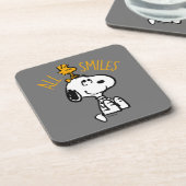 Snoopy & Woodstock - Alles Lächeln Getränkeuntersetzer (Linke Seite)