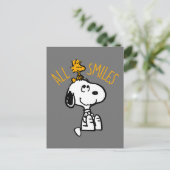 Snoopy & Woodstock - Alles Lächeln Postkarte (Stehend Vorderseite)
