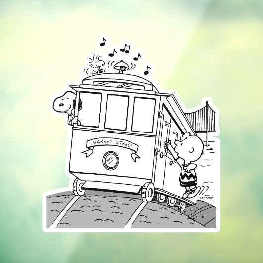 Snoopy, Woodstock & Charlie Brown auf einem Trolle Fensteraufkleber (Blatt 3)