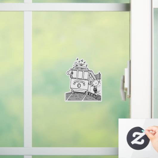 Snoopy, Woodstock & Charlie Brown auf einem Trolle Fensteraufkleber (Zuhause)