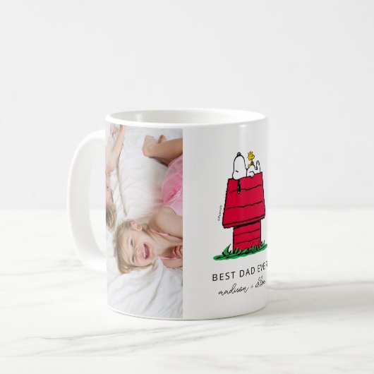 Snoopy & Woodstock Doghouse | Bester Vater je Foto Kaffeetasse (Vorderseite Links)