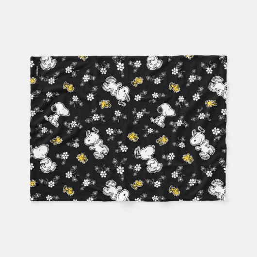 Snoopy & Woodstock Fun & Flowers Fleecedecke (Vorderseite (Horizontal))