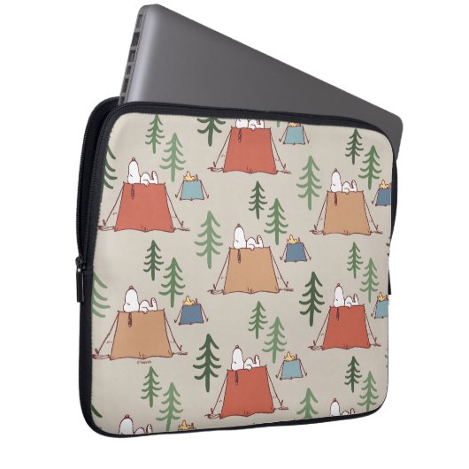 Snoopy & Woodstock Go Camping Muster Laptopschutzhülle (Vorne Rechts)