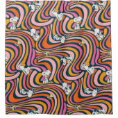Snoopy & Woodstock Groovy Vibes Lila Muster Duschvorhang (Vorderseite)