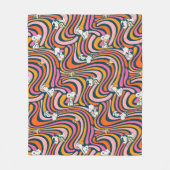 Snoopy & Woodstock Groovy Vibes Lila Muster Fleecedecke (Vorderseite)