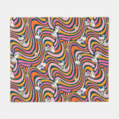 Snoopy & Woodstock Groovy Vibes Lila Muster Fleecedecke (Vorderseite (Horizontal))