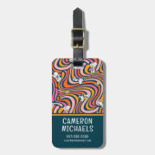 Snoopy & Woodstock Groovy Vibes Lila Muster Gepäckanhänger (Vorderseite vertikal)