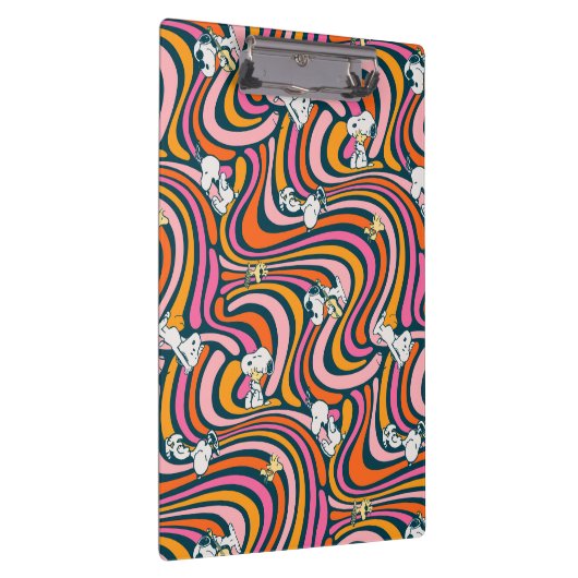 Snoopy & Woodstock Groovy Vibes Lila Muster Klemmbrett (Rechts)