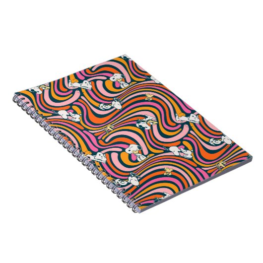 Snoopy & Woodstock Groovy Vibes Lila Muster Notizblock (Rechte Seite)