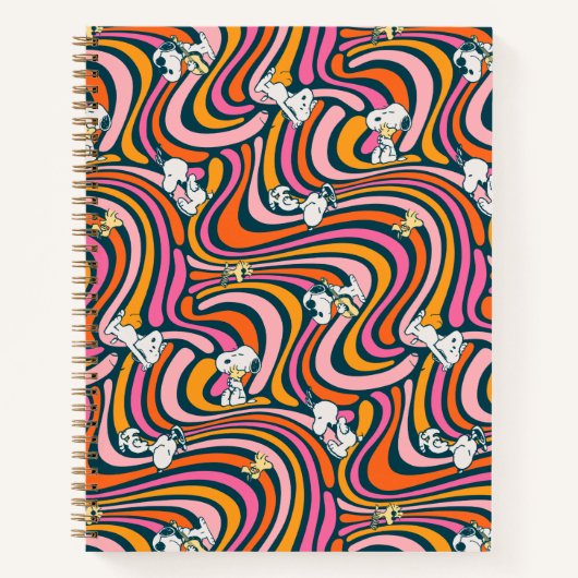 Snoopy & Woodstock Groovy Vibes Lila Muster Notizblock (Vorderseite)