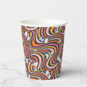 Snoopy & Woodstock Groovy Vibes Lila Muster Pappbecher (Links)