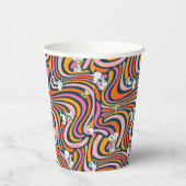 Snoopy & Woodstock Groovy Vibes Lila Muster Pappbecher (Rechts)