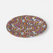 Snoopy & Woodstock Groovy Vibes Lila Muster Pappteller (Schrägansicht)