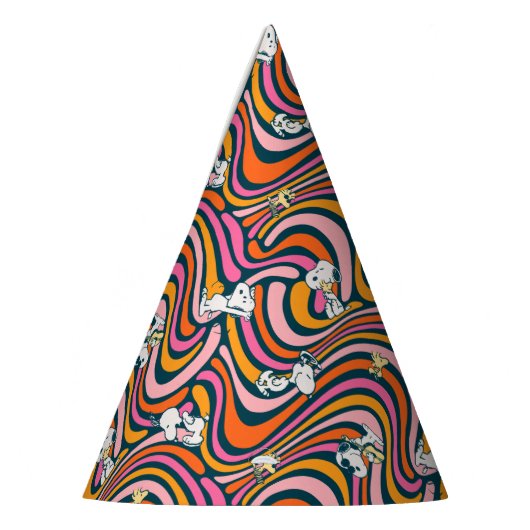 Snoopy & Woodstock Groovy Vibes Lila Muster Partyhütchen (Links)