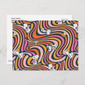 Snoopy & Woodstock Groovy Vibes Lila Muster Postkarte (Vorne/Hinten)