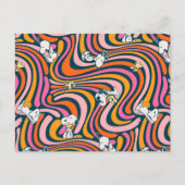 Snoopy & Woodstock Groovy Vibes Lila Muster Postkarte (Vorderseite)