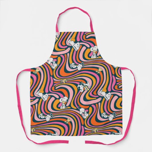 Snoopy & Woodstock Groovy Vibes Lila Muster Schürze (Vorderseite)