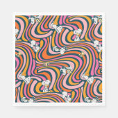 Snoopy & Woodstock Groovy Vibes Lila Muster Serviette (Vorderseite)