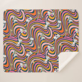 Snoopy & Woodstock Groovy Vibes Lila Muster Sherpadecke (Vorderseite (Horizontal))