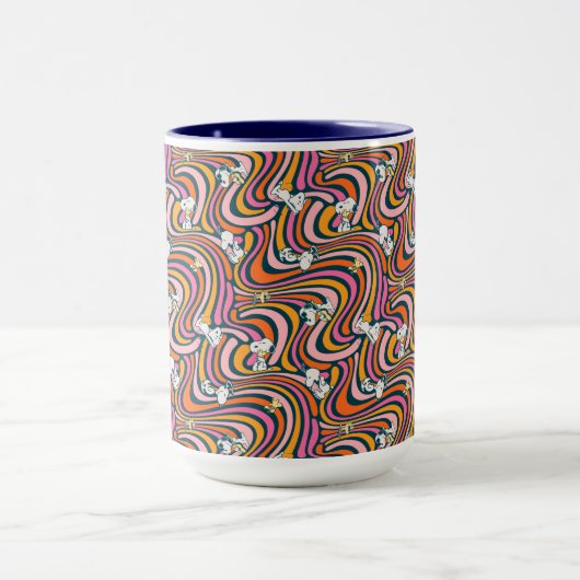 Snoopy & Woodstock Groovy Vibes Lila Muster Tasse (Zentrum)