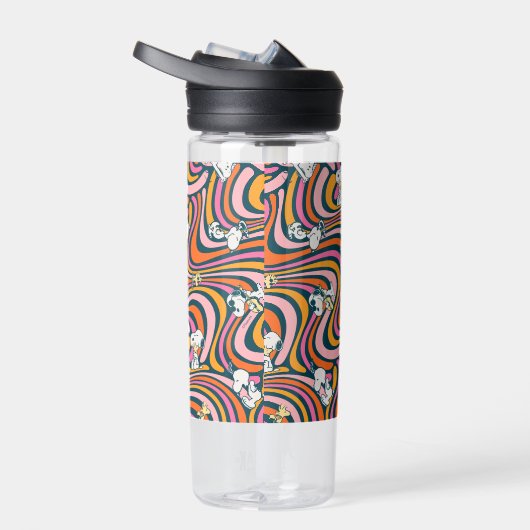 Snoopy & Woodstock Groovy Vibes Lila Muster Trinkflasche (Rechts)