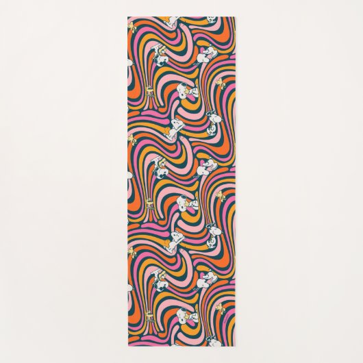 Snoopy & Woodstock Groovy Vibes Lila Muster Yogamatte (Vorderseite)