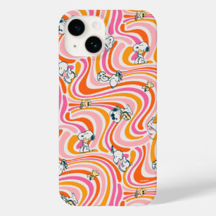 Snoopy & Woodstock Groovy Vibes Orange Muster Case-Mate iPhone 14 Hülle