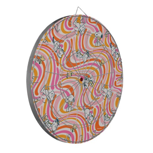 Snoopy & Woodstock Groovy Vibes Orange Muster Dartscheibe (Vorderseite Links)