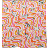 Snoopy & Woodstock Groovy Vibes Orange Muster Duschvorhang (Vorderseite)