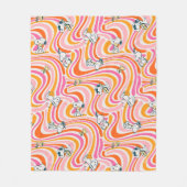 Snoopy & Woodstock Groovy Vibes Orange Muster Fleecedecke (Vorderseite)
