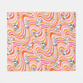 Snoopy & Woodstock Groovy Vibes Orange Muster Fleecedecke (Vorderseite (Horizontal))