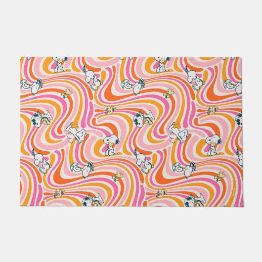 Snoopy & Woodstock Groovy Vibes Orange Muster Fußmatte (Vorderseite)