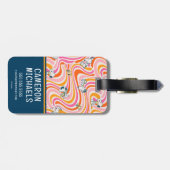 Snoopy & Woodstock Groovy Vibes Orange Muster Gepäckanhänger (Rückseite horizontal)