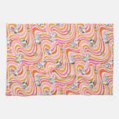 Snoopy & Woodstock Groovy Vibes Orange Muster Geschirrtuch (Horizontal)