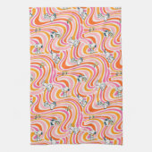 Snoopy & Woodstock Groovy Vibes Orange Muster Geschirrtuch (Vertikal)