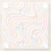 Snoopy & Woodstock Groovy Vibes Orange Muster Glasuntersetzer (Rückseite)