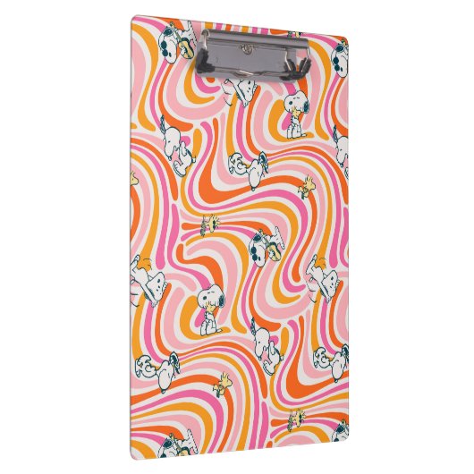 Snoopy & Woodstock Groovy Vibes Orange Muster Klemmbrett (Rechts)