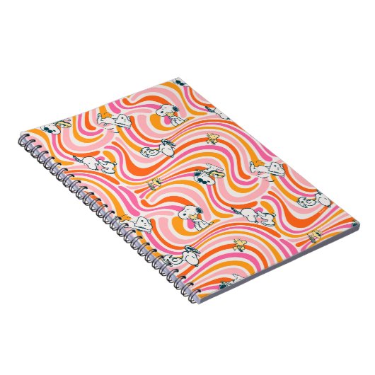 Snoopy & Woodstock Groovy Vibes Orange Muster Notizblock (Rechte Seite)