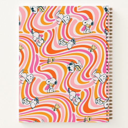Snoopy & Woodstock Groovy Vibes Orange Muster Notizblock (Rückseite)