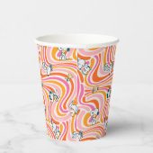 Snoopy & Woodstock Groovy Vibes Orange Muster Pappbecher (Rechts)