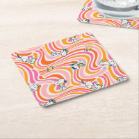 Snoopy & Woodstock Groovy Vibes Orange Muster