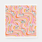 Snoopy & Woodstock Groovy Vibes Orange Muster Serviette (Vorderseite)