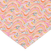 Snoopy & Woodstock Groovy Vibes Orange Muster Tischdecke (Schrägansicht)