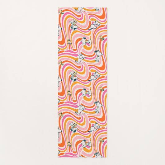 Snoopy & Woodstock Groovy Vibes Orange Muster Yogamatte (Vorderseite)