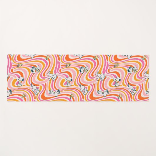 Snoopy & Woodstock Groovy Vibes Orange Muster Yogamatte (Vorderseite (Horizontal))